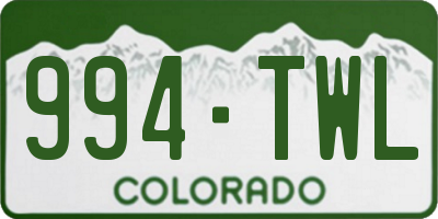 CO license plate 994TWL