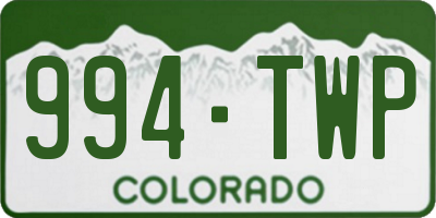 CO license plate 994TWP