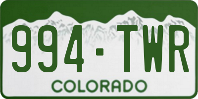 CO license plate 994TWR