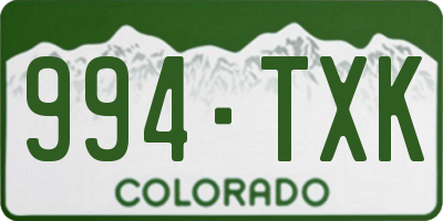 CO license plate 994TXK