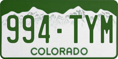 CO license plate 994TYM