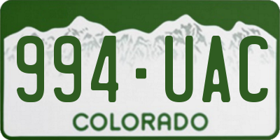CO license plate 994UAC
