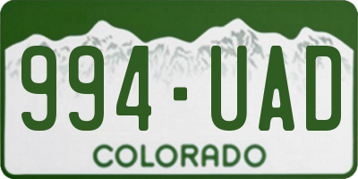 CO license plate 994UAD