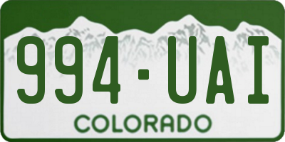 CO license plate 994UAI