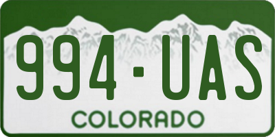 CO license plate 994UAS