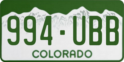 CO license plate 994UBB