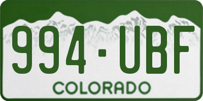 CO license plate 994UBF