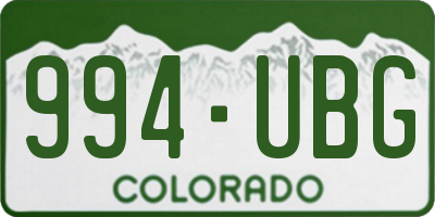 CO license plate 994UBG