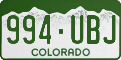 CO license plate 994UBJ