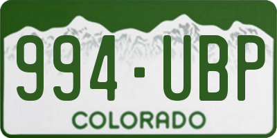 CO license plate 994UBP
