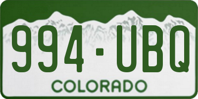CO license plate 994UBQ