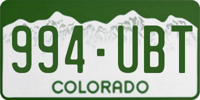 CO license plate 994UBT