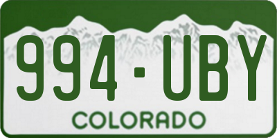 CO license plate 994UBY