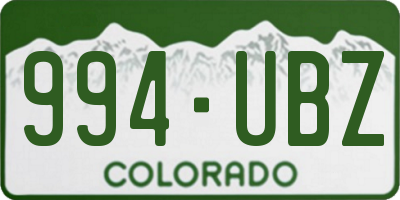 CO license plate 994UBZ