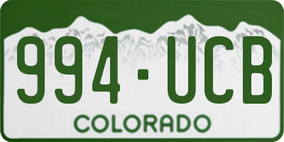 CO license plate 994UCB