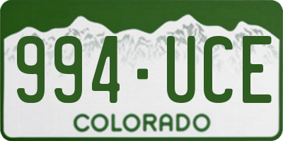 CO license plate 994UCE