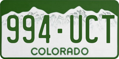 CO license plate 994UCT