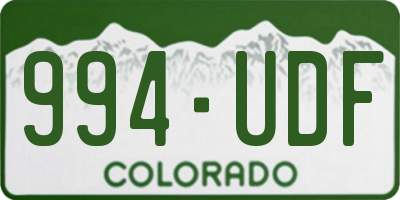 CO license plate 994UDF