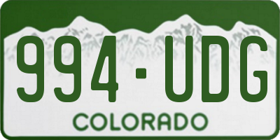 CO license plate 994UDG