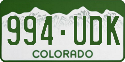 CO license plate 994UDK
