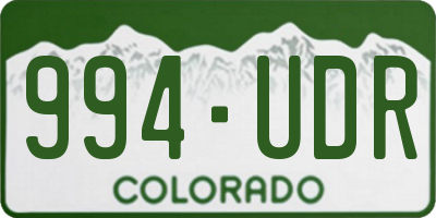 CO license plate 994UDR