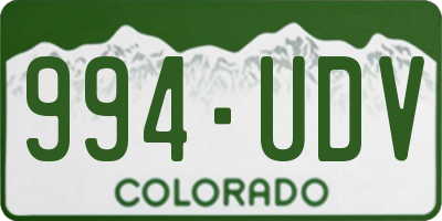 CO license plate 994UDV