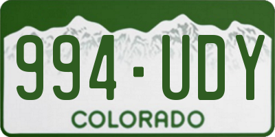 CO license plate 994UDY