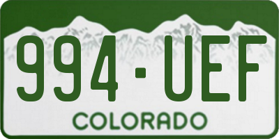 CO license plate 994UEF