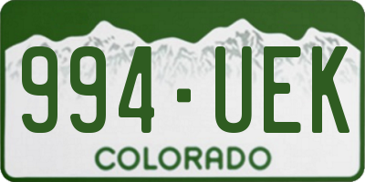 CO license plate 994UEK