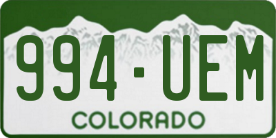 CO license plate 994UEM