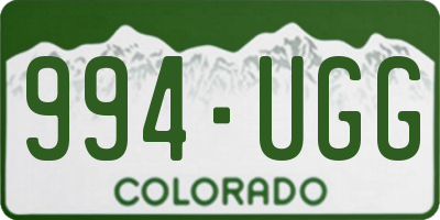 CO license plate 994UGG