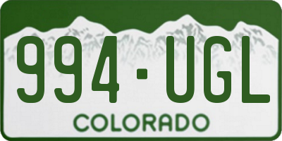 CO license plate 994UGL