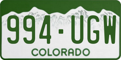 CO license plate 994UGW