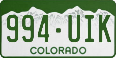 CO license plate 994UIK