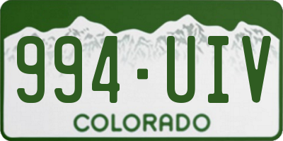 CO license plate 994UIV