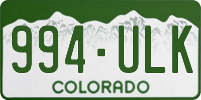 CO license plate 994ULK