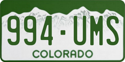CO license plate 994UMS