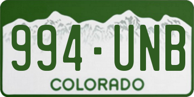 CO license plate 994UNB