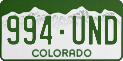 CO license plate 994UND