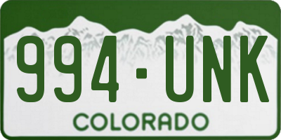 CO license plate 994UNK