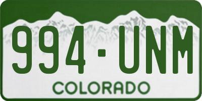 CO license plate 994UNM