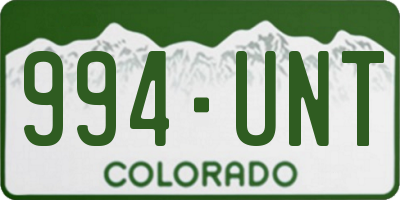 CO license plate 994UNT