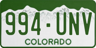 CO license plate 994UNV