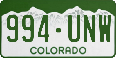 CO license plate 994UNW