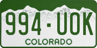 CO license plate 994UOK
