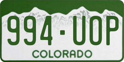 CO license plate 994UOP