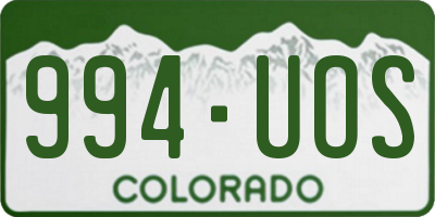 CO license plate 994UOS