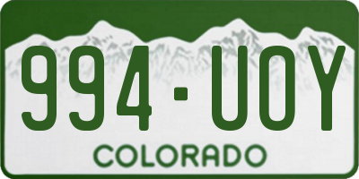 CO license plate 994UOY