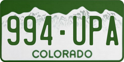 CO license plate 994UPA