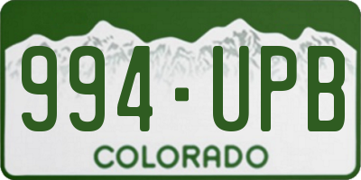 CO license plate 994UPB
